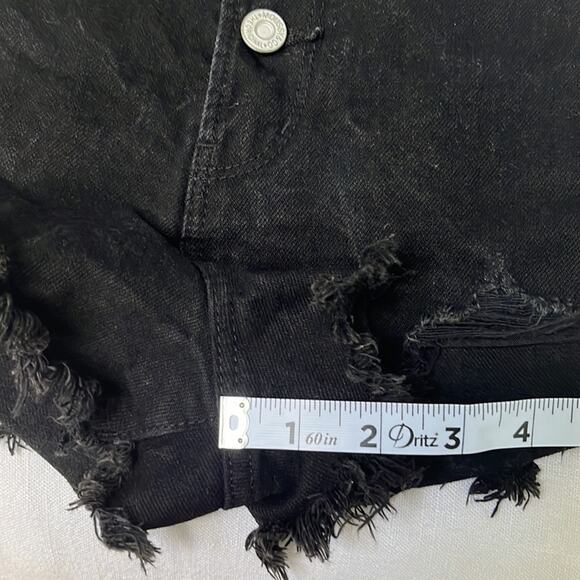 Moussy Button Fly Studded High Rise Denim Shorts Size 1 in Black - Picture 10 of 10